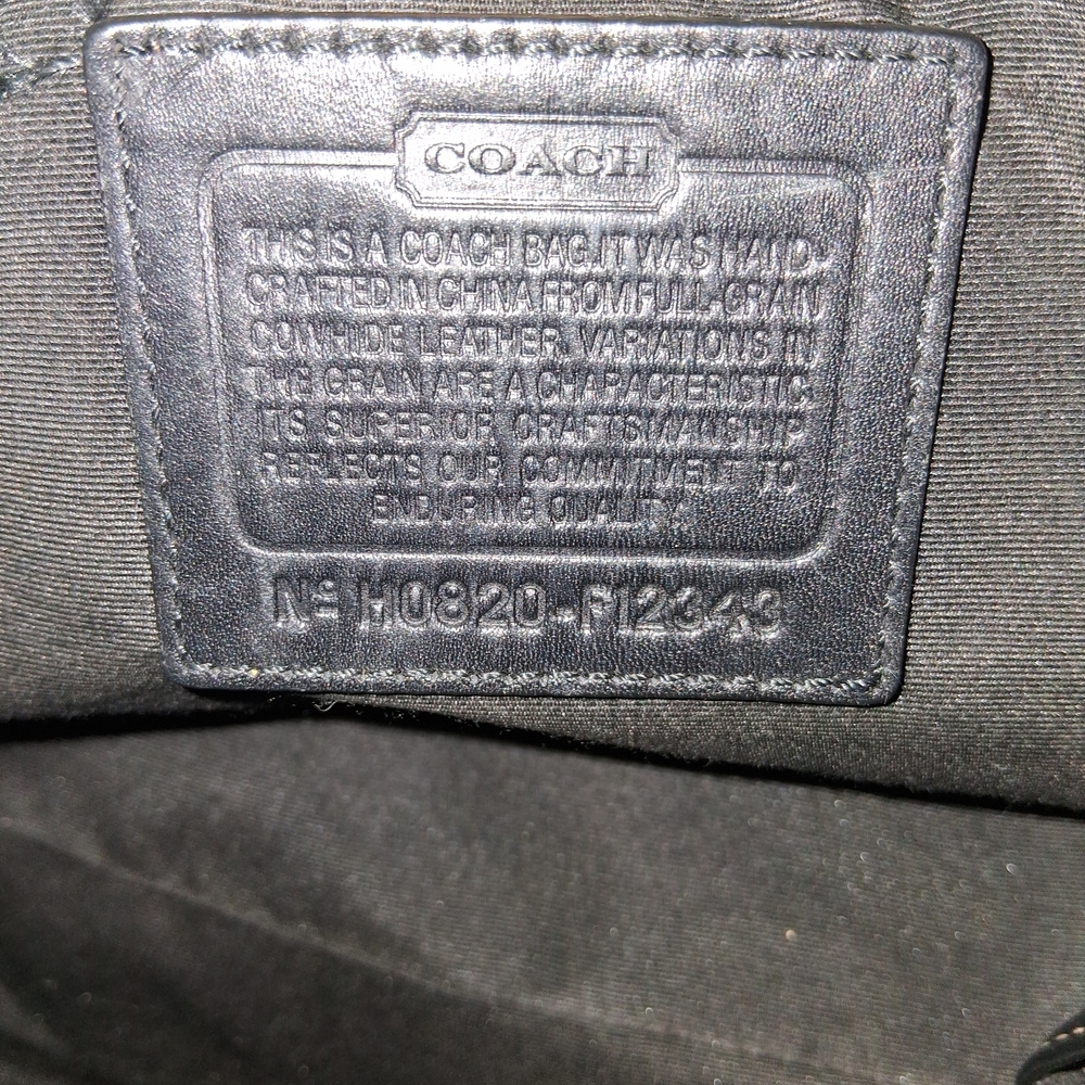 Coach Black Leather Tote F12343  with Silver Hardware Accents - Picture 6 of 6